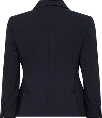 Max Mara Womens Navy Blue Stretch Canvas Cropped Blazer Wool () And Elastane Jacket