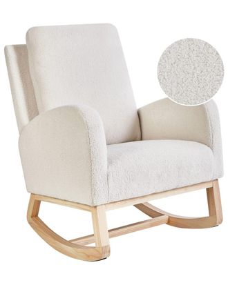 Beliani Mecedora boucl&eacute; blanco crema