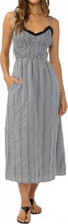 Lovestitch Womens Smocked Gingham Midi Dress In Black