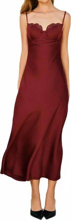 Dress Forum Lace Trim Satin Slip Midi Dress In Bossa Nova