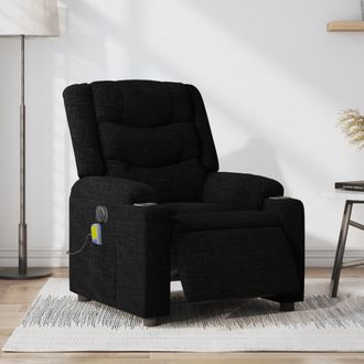 vidaXL Sill&oacute;n Reclinable De Masaje El&eacute;ctrico Tela Negro Vidaxl