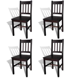 vidaXL Vidaxl - Sillas De Comedor 4 Unidades Madera De Pino Marr&oacute;n Oscuro