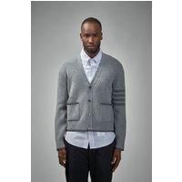 Thom Browne Milano Stitch V Neck Cardigan In Merino Wool