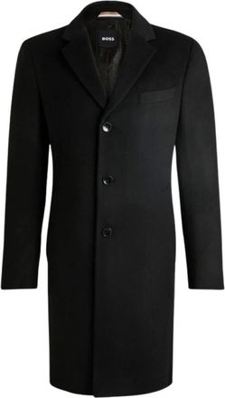 HUGO BOSS Hyde Slim-Fit Jas - Heren - Mantel - Zwart - L - Wol - Jassen