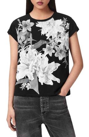 AllSaints Crystal Anna Floral T-Shirt in Black at Nordstrom, Size X-Small