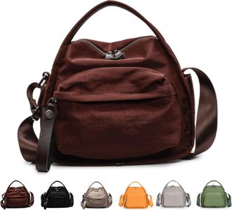 Generic Veluna Shoulder Bag, Women Veluna Crossbody Shoulder Bag, Solid Zipper Handbag, Lightweight Large Capacity (Coffee)