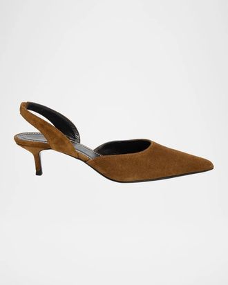 Staud 40mm Sebastian Suede Slingback Pumps