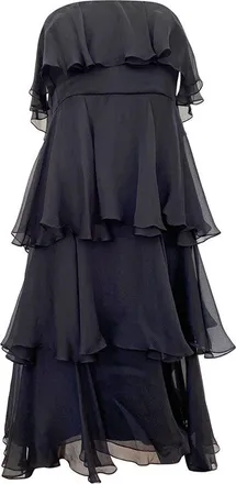 Thomas Wylde Silk Black Tiered Strapless Dress Size S