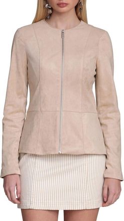 Bagatelle Peplum Faux Suede Jacket in Oat at Nordstrom, Size X-Large