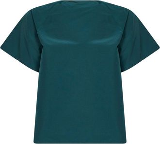 Max Mara Womens Blouse Wkdrecente Dark Green Taffeta Polyester Shirt