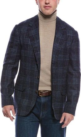 Brunello Cucinelli Navy Plaid Tailored Blazer, Brand Size 52 (US Size 42)