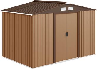 OEM Cobertizo De Jard&iacute;n 4,9 M&sup2; 277x195x192 Cm Con 2 Puertas Corredizas Base Refuerzo (suelo No Incluido) Amarillo