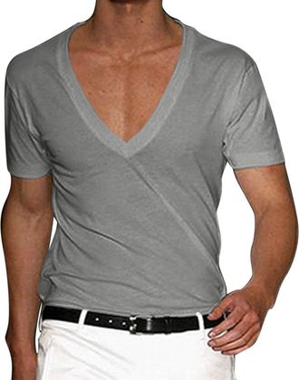 Generic T-Shirts for Men, V-Neck Short Sleeve T-Shirt, Plain Casual Shirt, Breathable Summer Shirt, Mens Comfortable Work Shirts, Quick Dry Oversized T-Shirt,