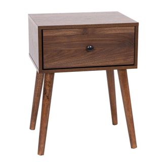 Flash Furniture Mid-Century One Drawer Wood Nightstand, Dark Walnut