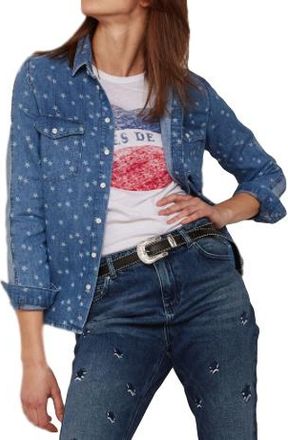 Zoe Karssen Star Print Denim Shirt Size S