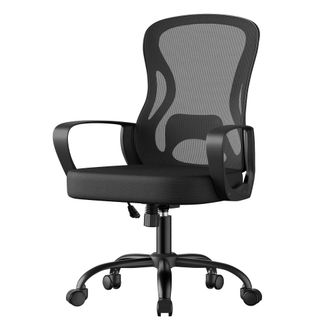 Songmics Silla oficina ergon&oacute;mica malla soporte lumbar reposabrazos negro