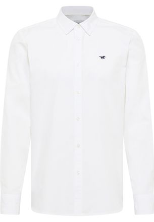 Mustang Langarmhemd MUSTANG Herren Style Canton, Herren, Gr. S, US-Gr&ouml;ssen, weiss (wei&szlig; 2007), Popeline, 100% Baumwolle, unifarben, slim fit, Hemden Langarmhe