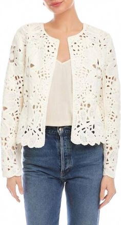 Fifteen Twenty Emery Crochet Jacket In Cream