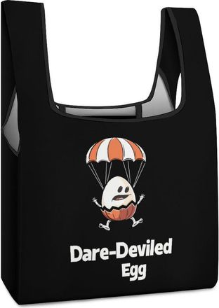 Generic Funny Egg Dare-Deviled Egg Shopping Bag Reusable Grocery Tote Bag Foldable Handbag for Travel Picnic