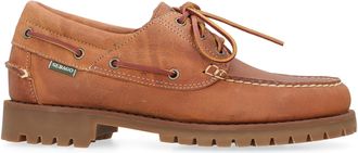 Sebago Mens Lace-Up Shoes Acadia Brown Suede Leather Flat