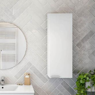 Dmora Mueble Colgante Parga, Un Estante, Una Puerta, Reversible, 30x85h Cm Blanco Brillante