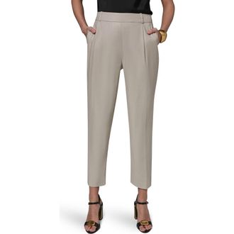 DKNY Linen Blend Straight Leg Ankle Pants in Tuscan Grey at Nordstrom, Size 12