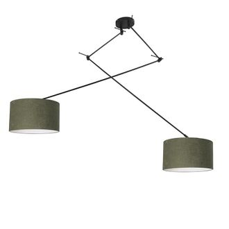 QAZQA Qazqa Lampada A Sospensione Blitz - Moderno - Tessuto,acciaio - Nero/verde - Tondo Max. 2 X Watt