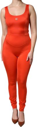 Dolce & Gabbana Orange Sleeveless Bodycon Jumpsuit Womens Dress