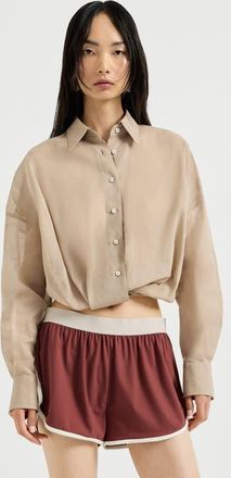 Brunello Cucinelli Organza shirt in Beige at Nordstrom, Size Xx-Large Eu