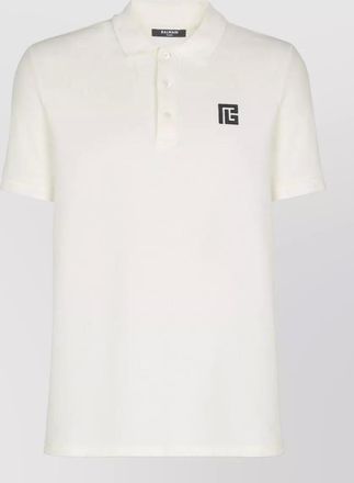 Balmain polo shirt short sleeves ribbed cuffs collar