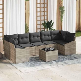 vidaXL Vidaxl - Set Divano Da Giardino Manuale 8 Pcs Grigio Chiaro Grigio Scuro