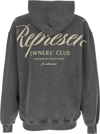 Represent Mens Sweatshirt With Logo Print, Grey Cotton Sweatshirts Sweater