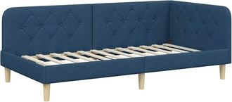 vidaXL Corner Bed Frame with Headboard Blue 100 x 200 cm Fabric vidaXL