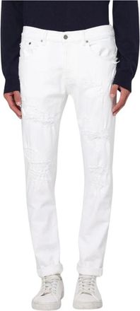 Dondup Slim Fit Distressed Jeans - Heren - Slim Fit Jeans - Wit - W38 - Katoen - Jeans