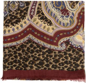 Etro Accessoires, Dames, Veelkleurig, ONE Size, Kasjmier, Modal Sjaal met Bloemrijk Paisley Motief