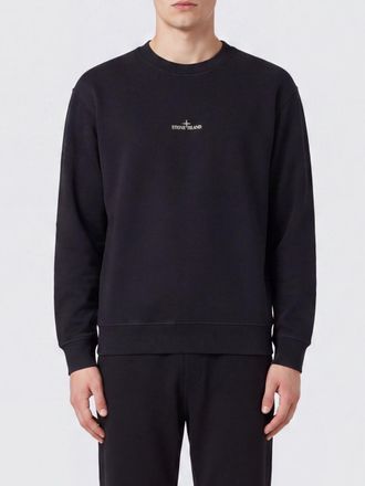 Stone Island Felpa girocollo in cotone con patch logo Compass