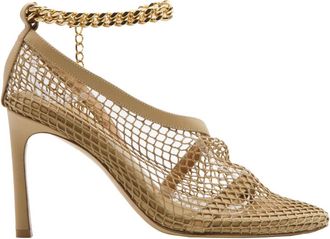 Bottega Veneta Leren en Mesh Stiletto Sandalen - Dames - Pumps - Beige - 37 EU - Leer - Schoenen
