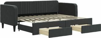 vidaXL Sof&aacute; Cama Nido Con Cajones Terciopelo Negro 80x200 Cm Vidaxl
