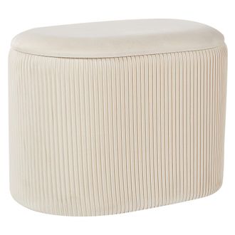 Beliani Puf Con Almacenaje Glamuroso Tapa Tapizado Terciopelo Beige Claro Richland