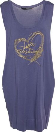 Moschino slogan-embroidered dress - Purple