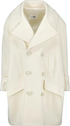 Maison Margiela Witte Wollen Jas Oversize Elegant Details - Dames - Mantel - Roze - S - Wol - Jassen