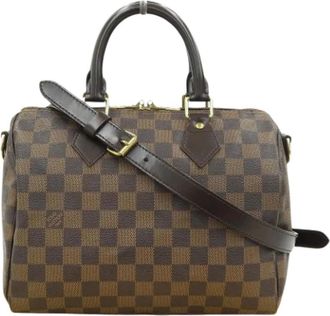 Louis Vuitton Tweedehands Canvas Louis Vuitton tassen - Dames - Vintage Handtas - Bruin - ONE Size - Tweed - Vintage