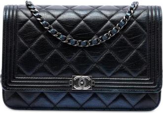 Chanel Pre-owned Boy Wallet on Chain - Dames - Vintage Schoudertas - Zwart - ONE Size - Leer - Vintage