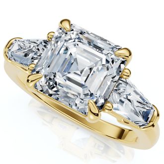 Pompeii3 Certified 2 1/2Ct Paulina Asscher Dut Diamond Engagement Ring 14k Gold Lab Grown