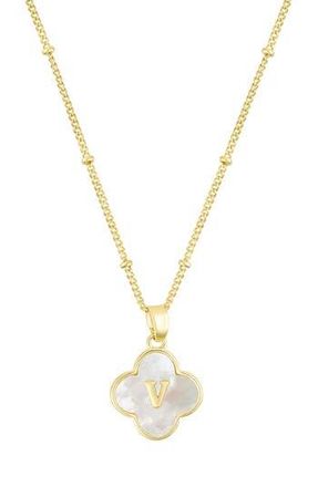 Adornia Mother-of-Pearl Clover Initial Pendant Necklace in White-V at Nordstrom Rack