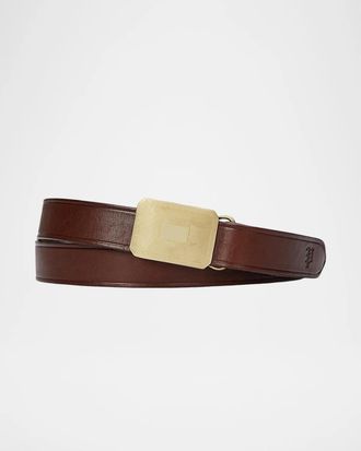 Polo Ralph Lauren Men & apos;s Engine Turned-Buckle Leather Belt