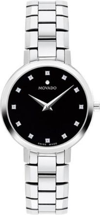 Movado Faceto Quartz Diamond Black Dial Ladies Watch 0607866