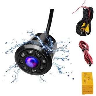 Trade Shop Trade Shop - Retrocamera Telecamera Retromarcia Angolo 170&deg; Con 8 Led Mini Color Mini
