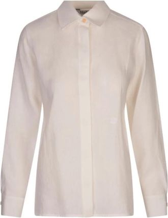 Max Mara Linnen Heren Ge&iuml;nspireerde Overhemd Wit - Dames - Overhemden - Wit - S - Linnen - Overhemden