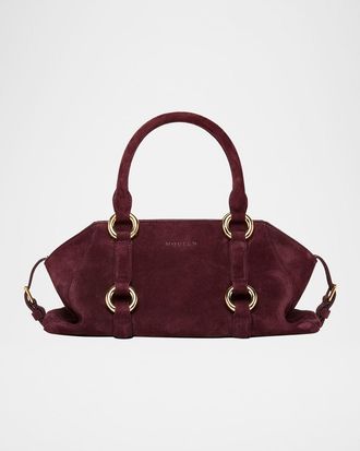 Alexander McQueen Farringdon Small Elongated Suede Shoulder Bag